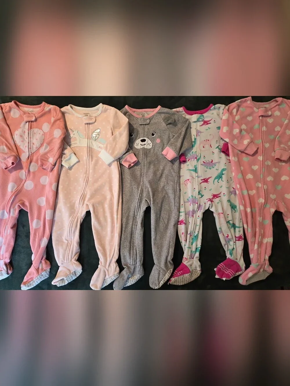 Size 18 Month Girl's Footed Fleece Pajamas Lot